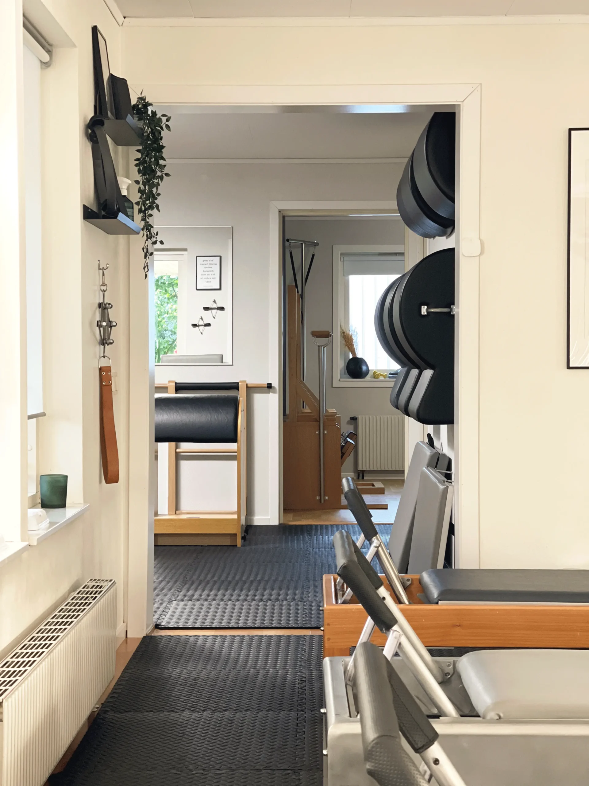 Interior of ART V Pilates studio in Onsala, designed for focused and mindful practice